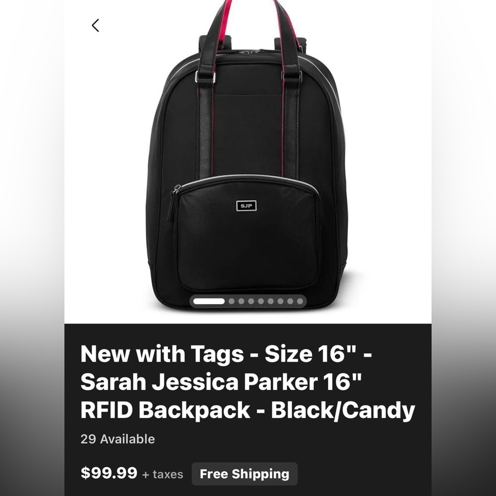 SJP by Sarah Jessica Parker Black and Pink Backpack